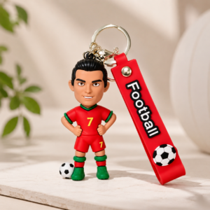 Ronaldo-Inspired Football Player PVC Keychain | Football Fan Keyring | Affornix