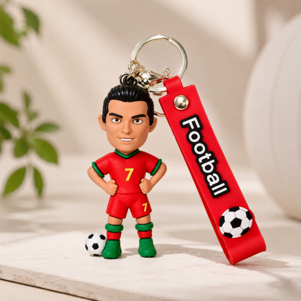 Ronaldo-Inspired Football Player PVC Keychain | Football Fan Keyring | Affornix